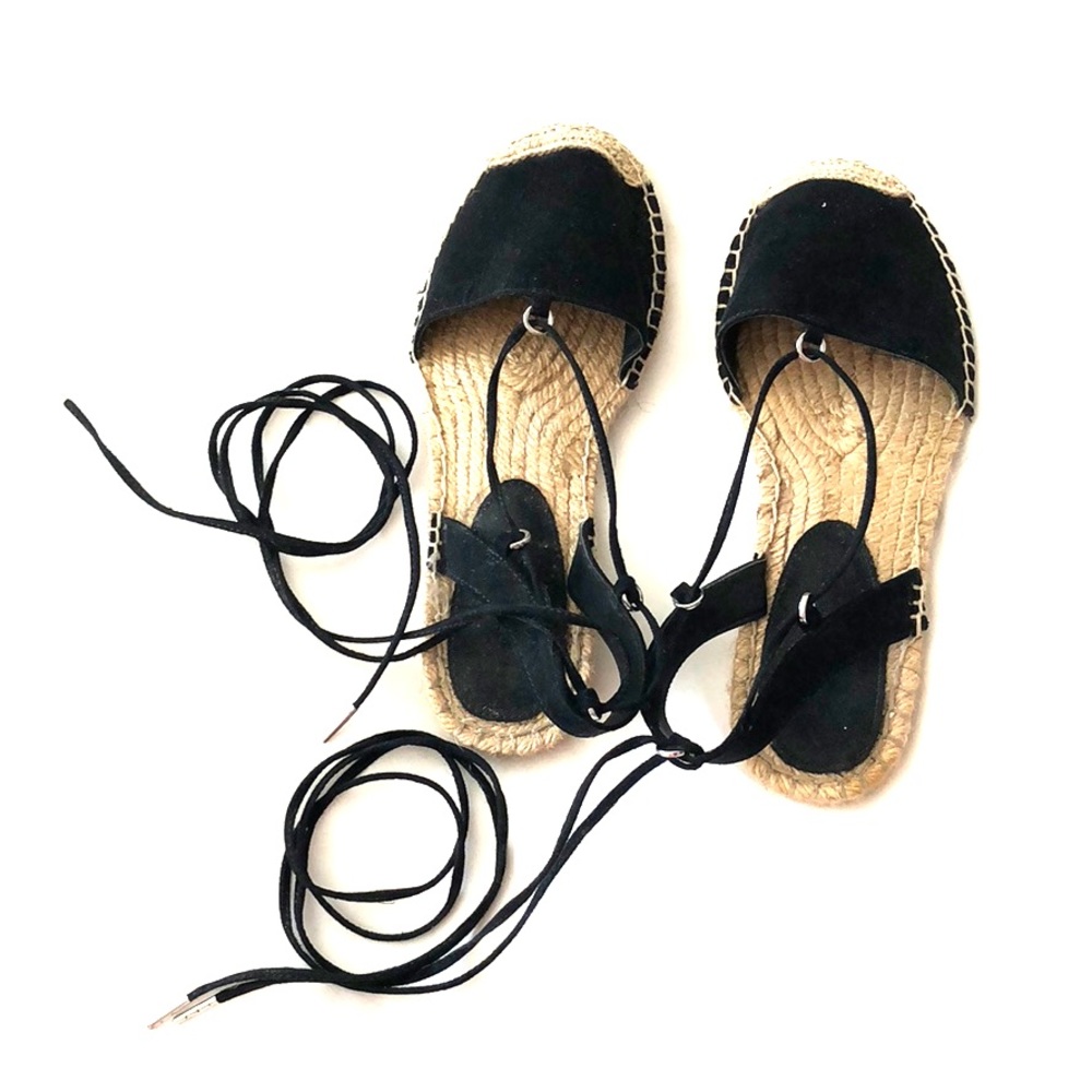 💥SOLD Lace up black espadrille flats